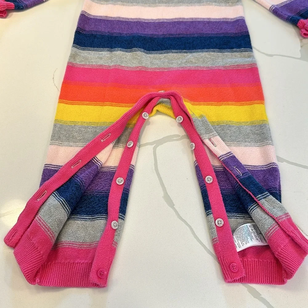 Gap baby rainbow striped crazy stripe cotton romper size 18-24 months 💙🩷🩶🧡💛